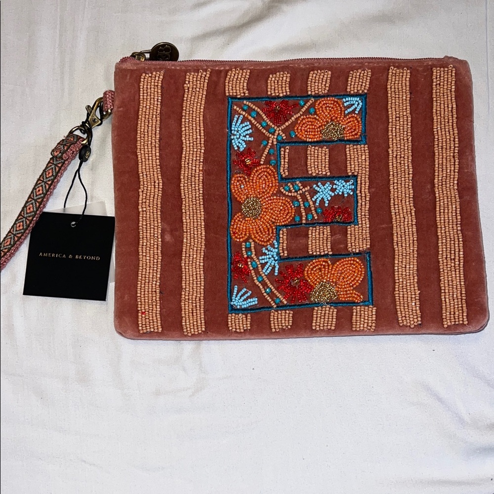 Embroidered Clutch - Tan